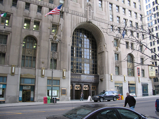 The Penobscot Building's main entrance.