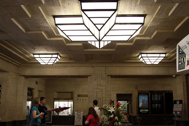 The Penobscot Building's lobby ceiling.