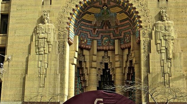 The Guardian Building's entrance.