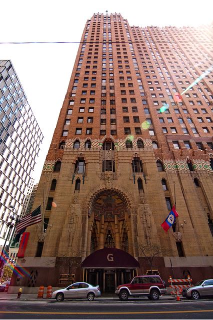 The Guardian Building's entrance.