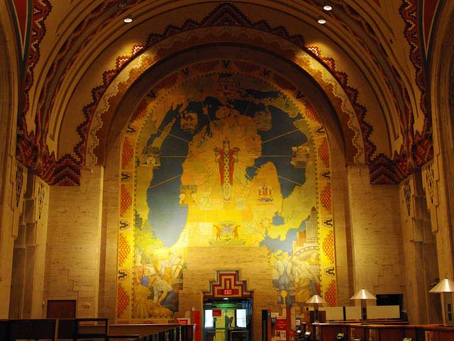 The Guardian Building's mural of Michigan.