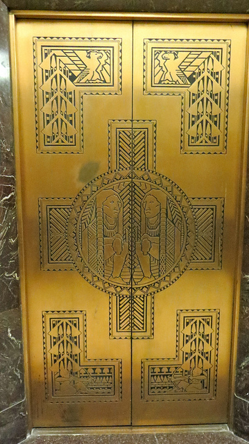 The Penobscot Building's elevator doors.